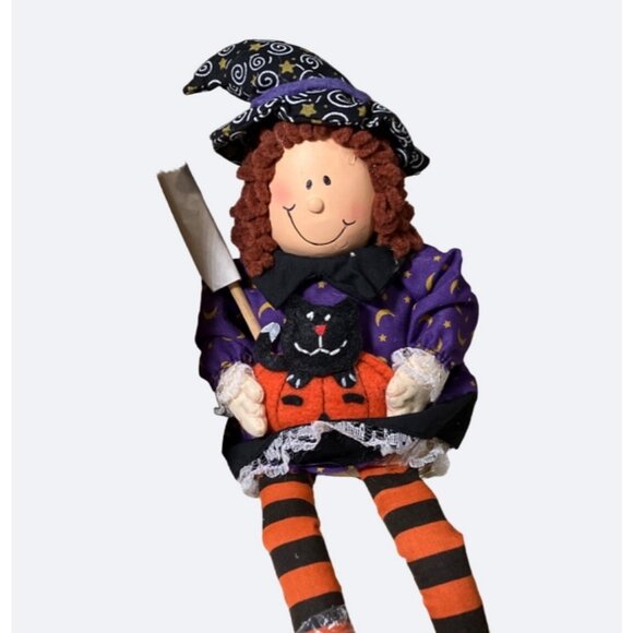Whimsical Witch Shelf Sitter Pixie Legs Doll Halloween Decor - Picture 2 of 11
